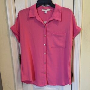 Vibrant Pink Women's Button-Down Shirt